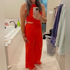 BCBGeneration Vibrant Orange Jumpsuit Sz M